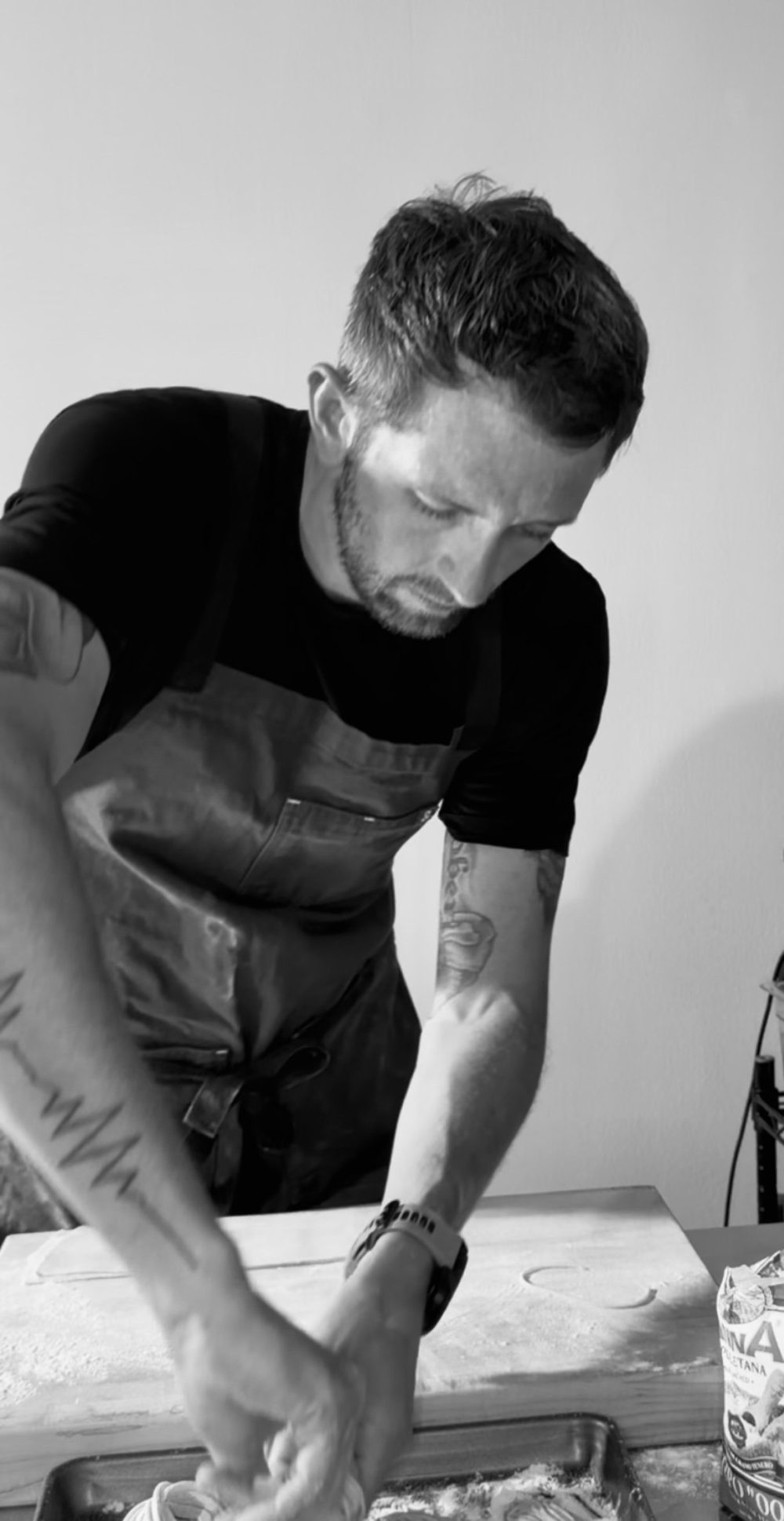 Steven Dobriskey rolling fresh pasta
